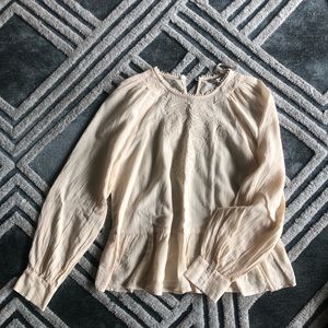 Puff sleeve peplum blouse